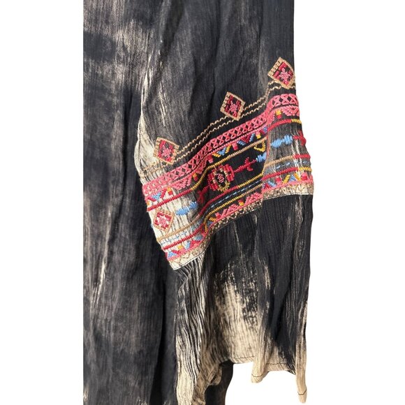 Calessa Womens XL Tunic 3/4 Sleeve Artsy Colorful Boho Tunic Wearable Art - Picture 5 of 10